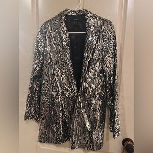 Forever 21 Silver and Black Sequin Blazer